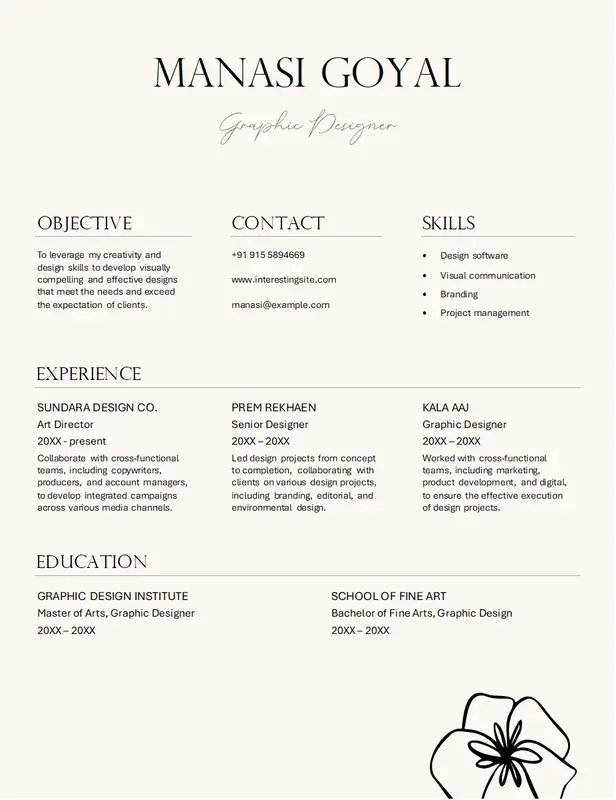 Elegant graphic design resume